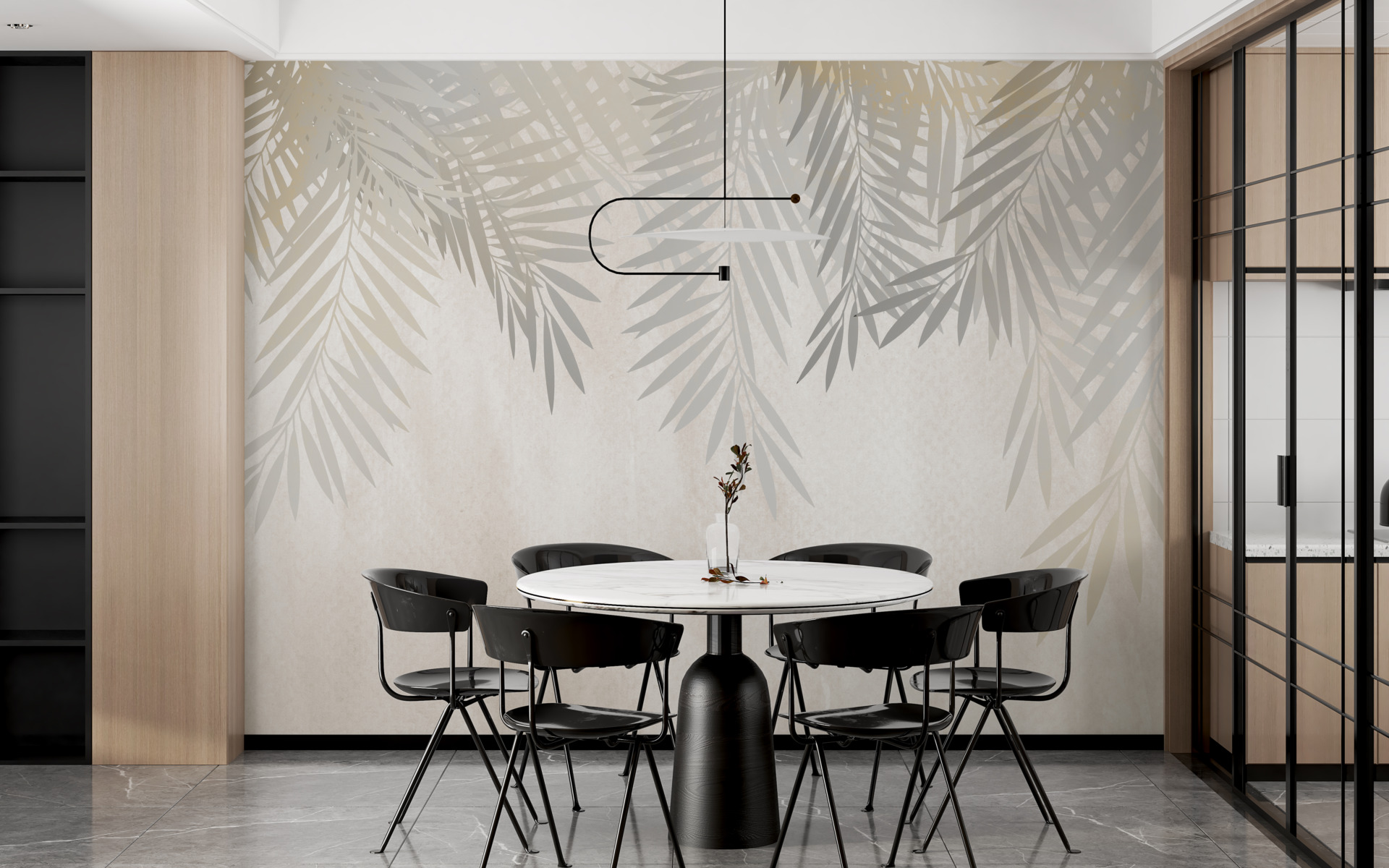 Fototapete mit Palmen jenseits des Nebels