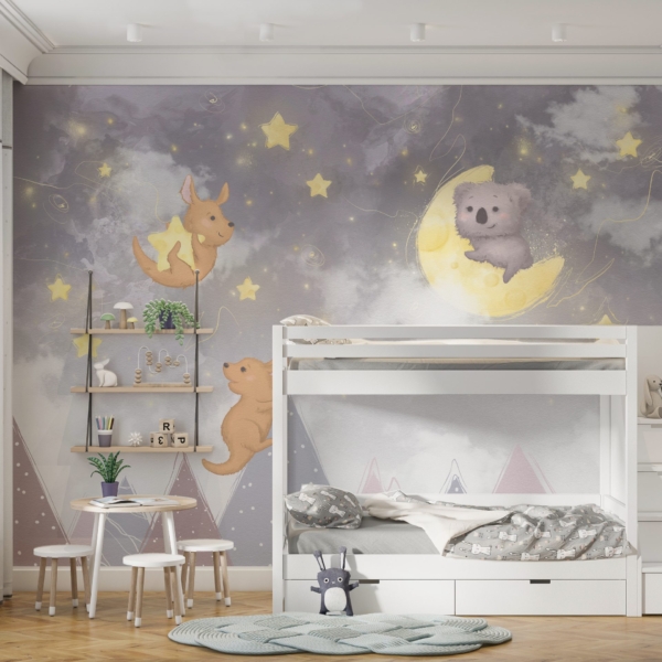 Wandmalerei der Berge bei Nacht für Kinder