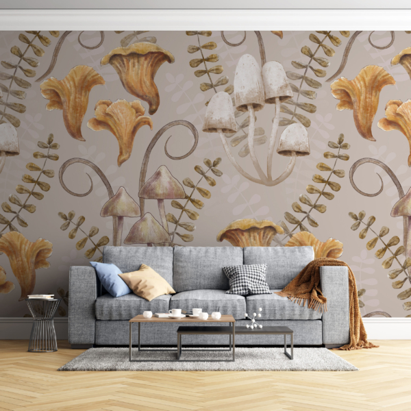 Fototapete mit Pilzen an der Wand