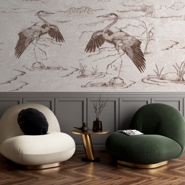 Fototapete Japanische Kraniche in Abbildung