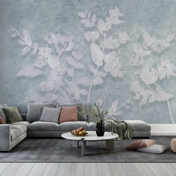 Wandmalerei aus hellem Efeu