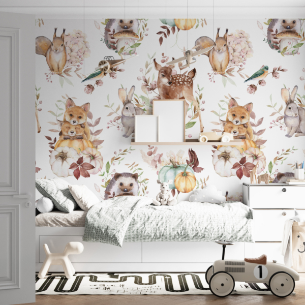 Fototapete mit Herbst-Waldtieren