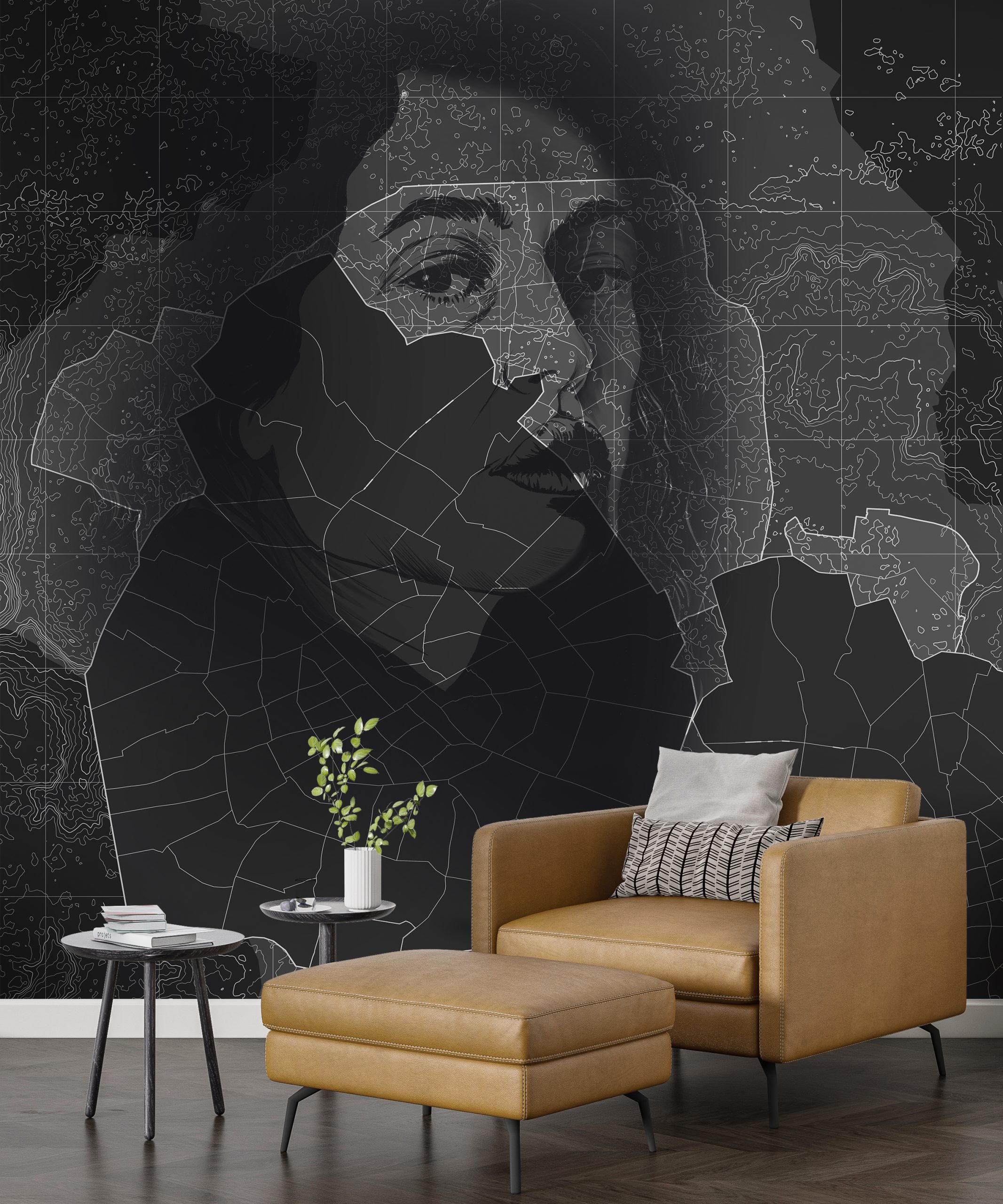 Fototapete Frau in Grau