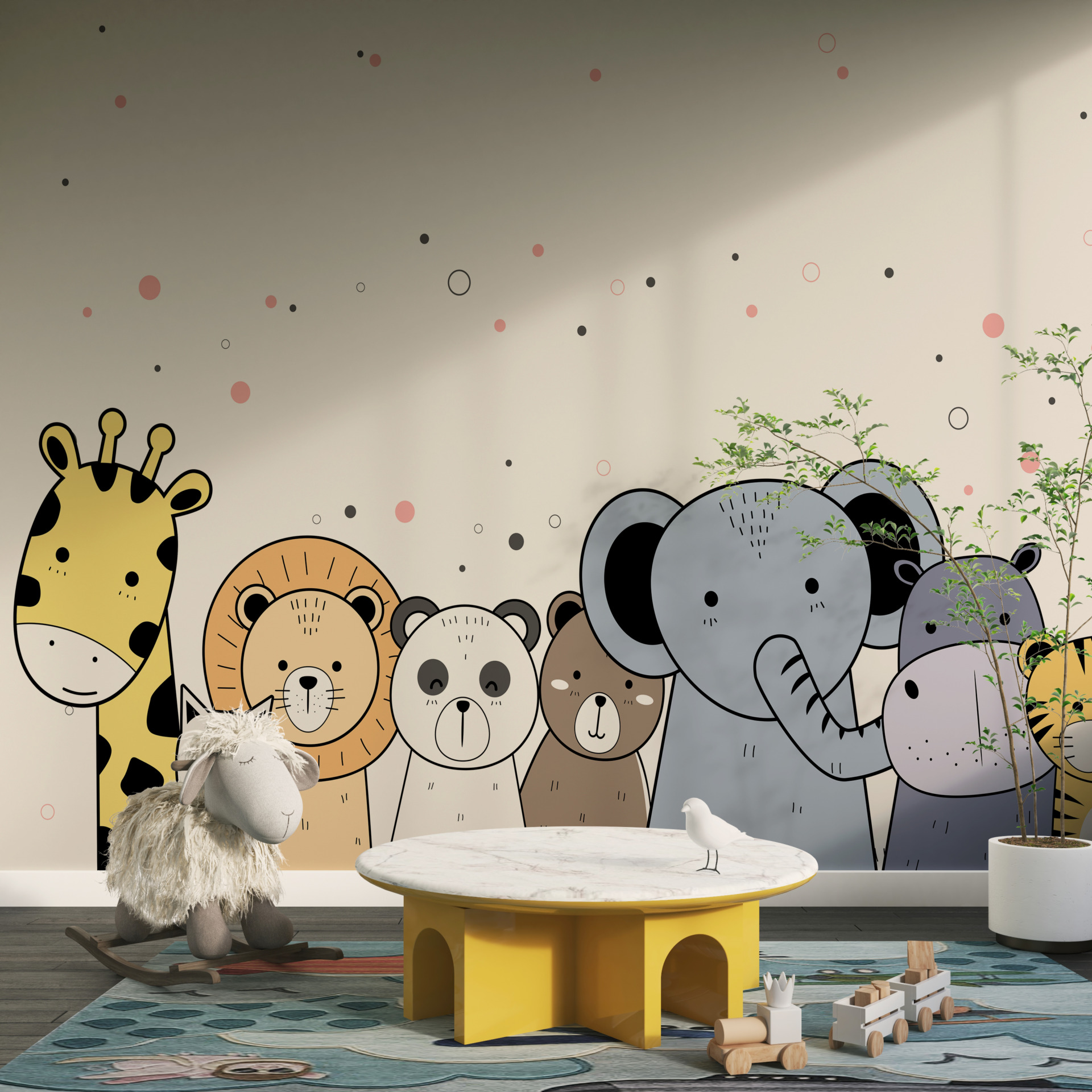 Fototapete Farbige Dschungeltiere