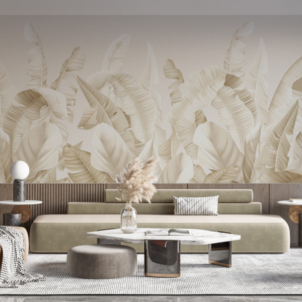 Tapete Cream Leaf Forest