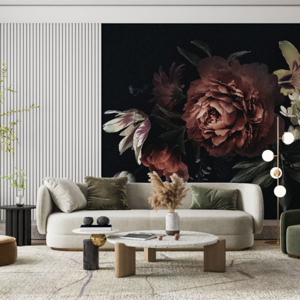 Fototapete Blumen auf dunklem Hintergrund