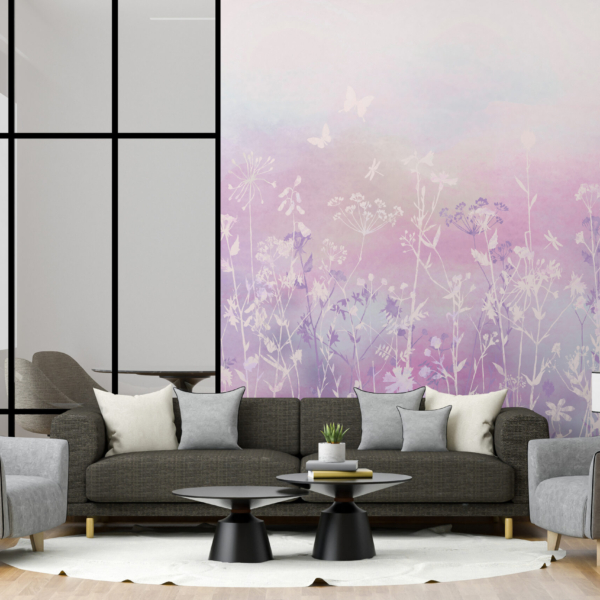 Fototapete mit Feldblumen in Rosa