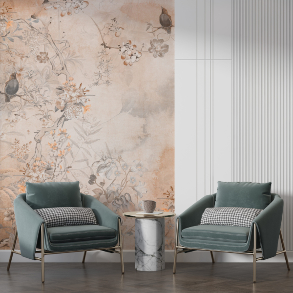 Fototapete Blumen und Vögel