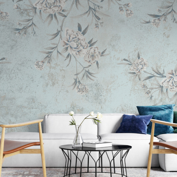 Fototapete Blumen in Blau