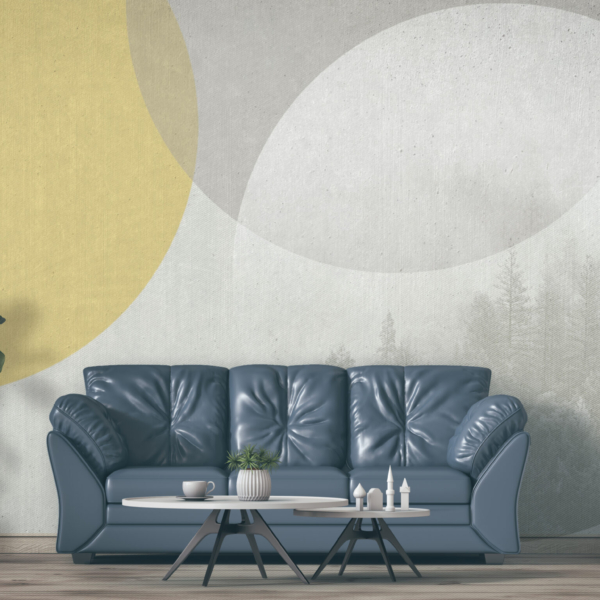 Wandgemälde eines kreisförmig geschlossenen Waldes