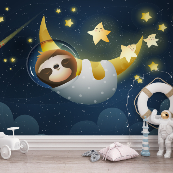 Wandbild Lemur auf dem Mond