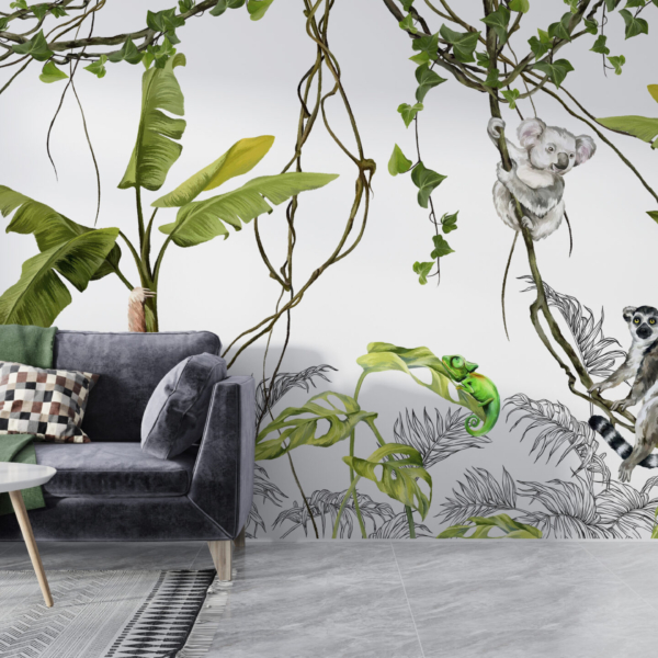 Wandbild Lemur auf Liane