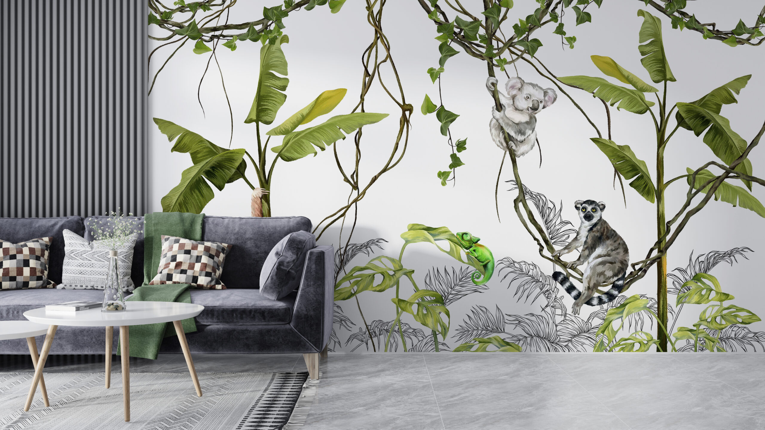 Fototapet Lemur på Liana