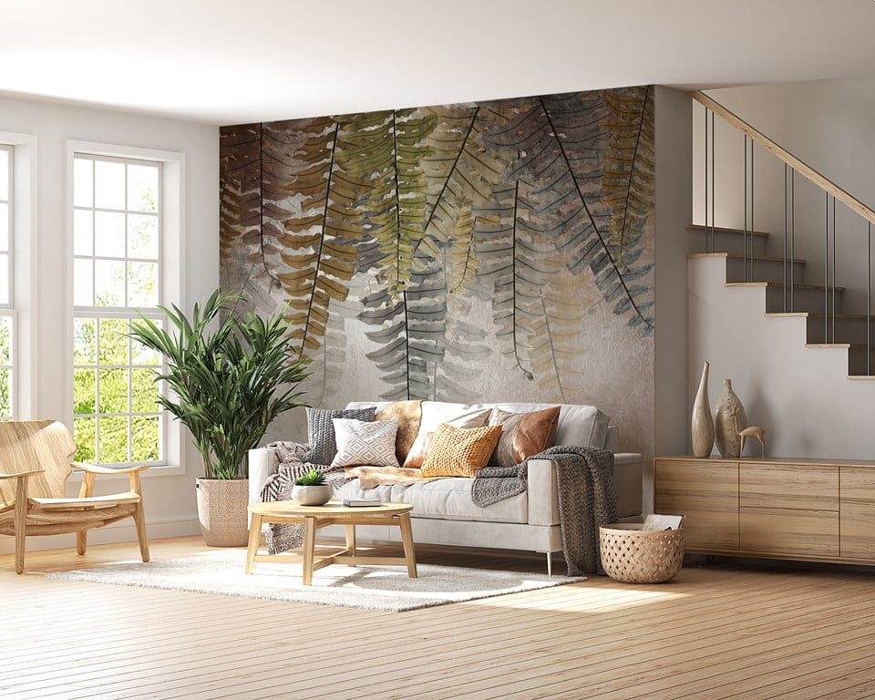 Wandmalerei Farnblätter