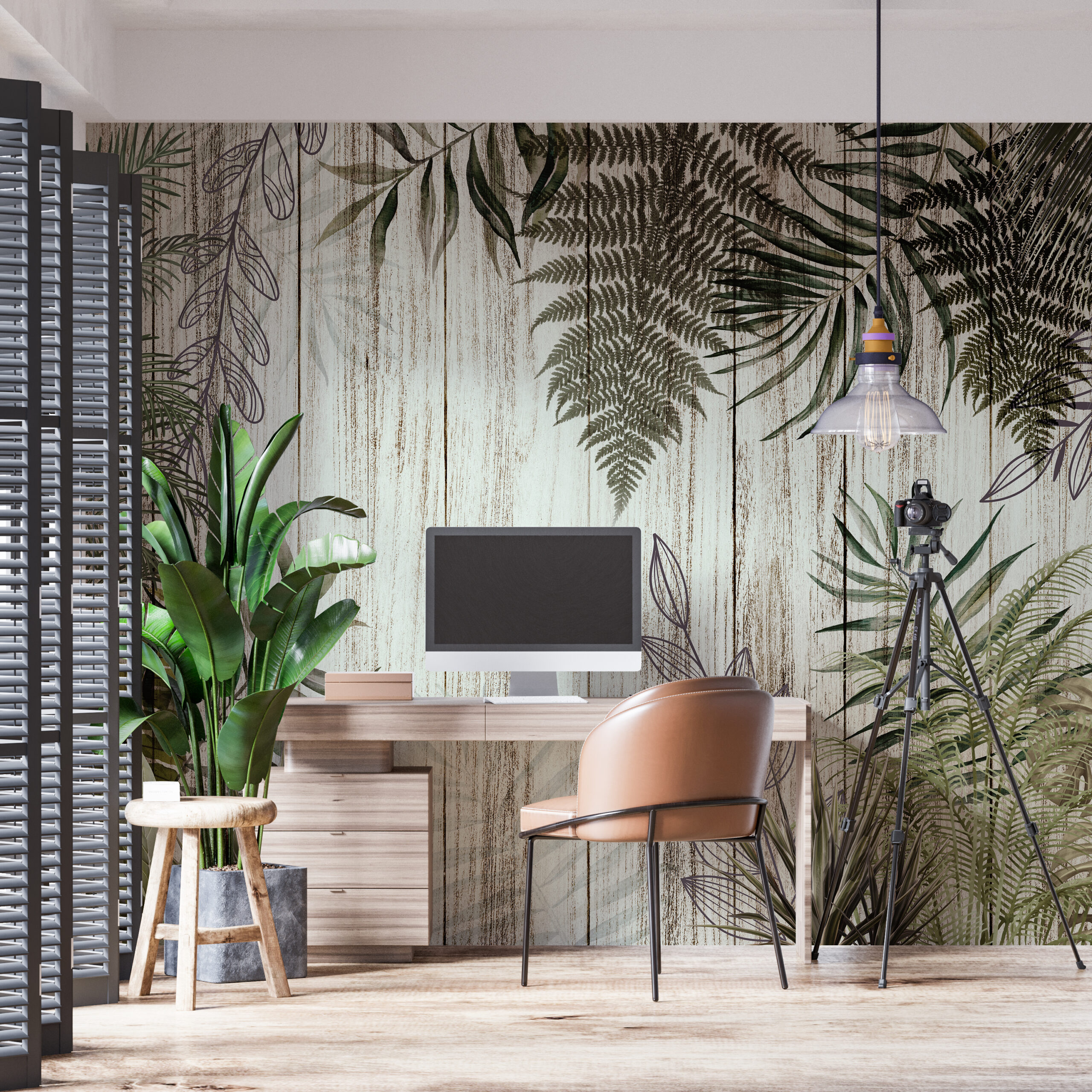 Fern löv väggmålning