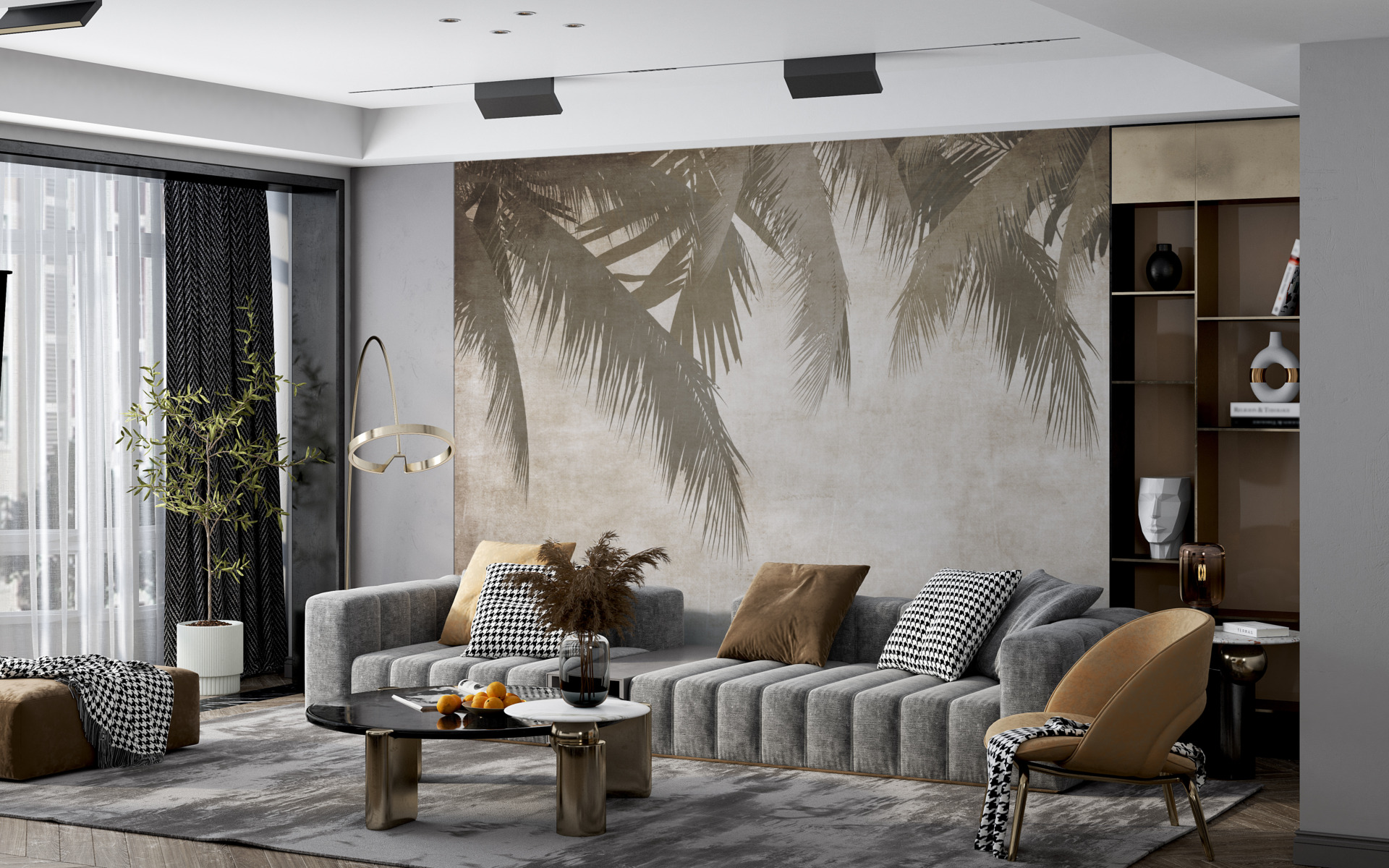 Fototapete Blätter in Sepia