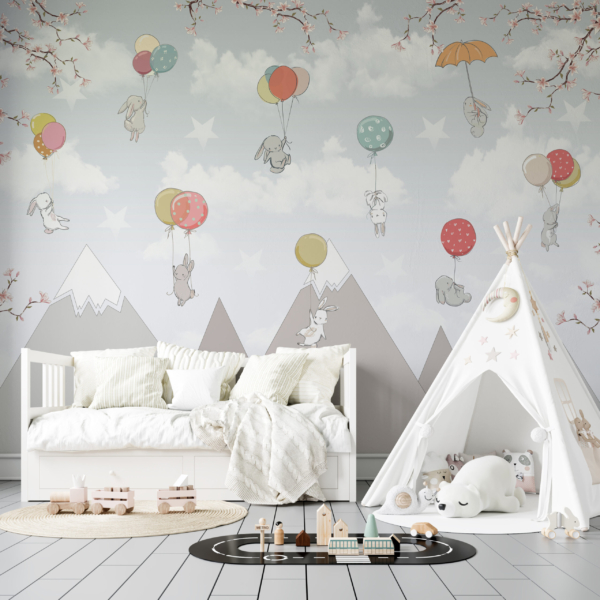 Wandgemälde Flug über Berge