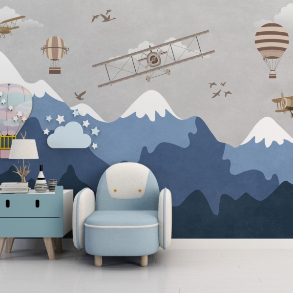 Wandgemälde Flug über Berge
