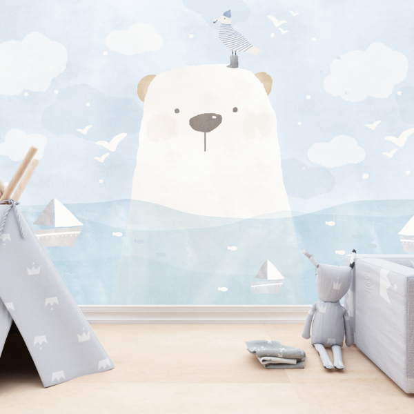 Fototapete mit einem Teddybär im Wasser