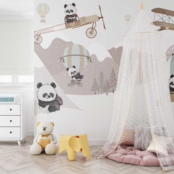 Fototapete mit Teddybären im Schnee für Kinder