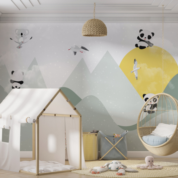 Fototapete Teddybären in den Bergen für Kinder