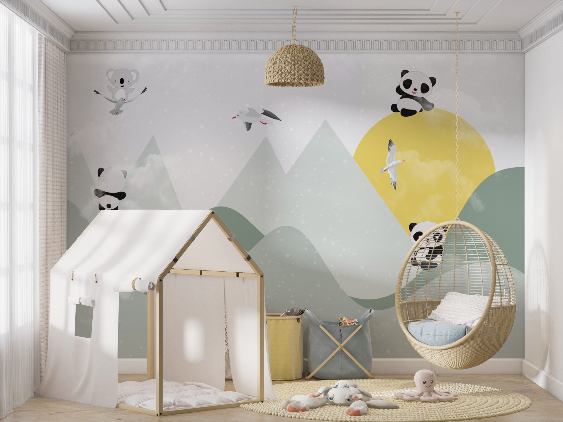 Fototapete Teddybären in den Bergen für Kinder