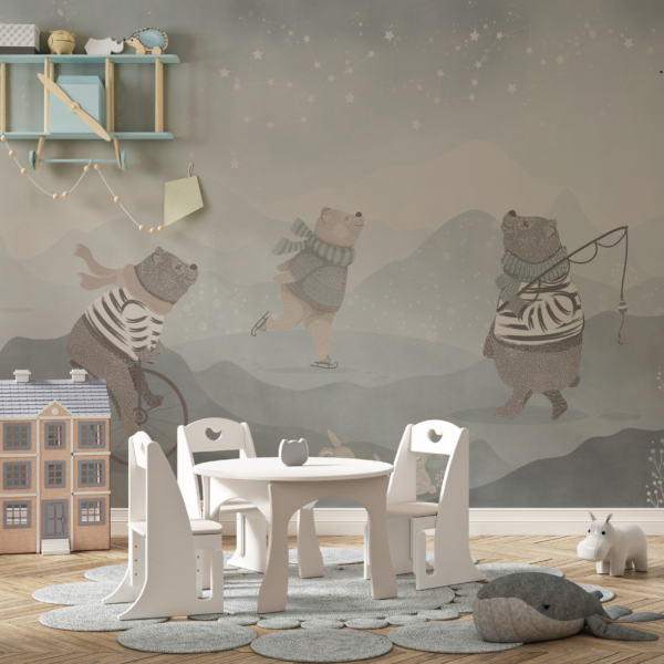 Fototapete Teddybären in Schals