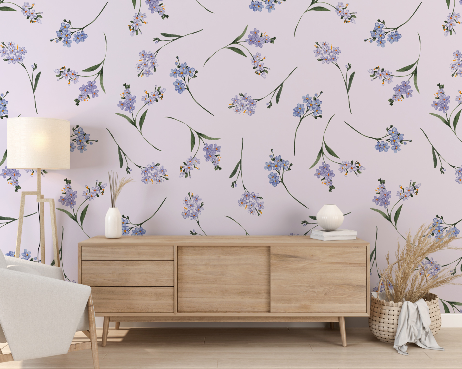 Blå blommotiv Bakgrund