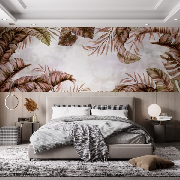 Wandgemälde Himmel in braunen Blättern