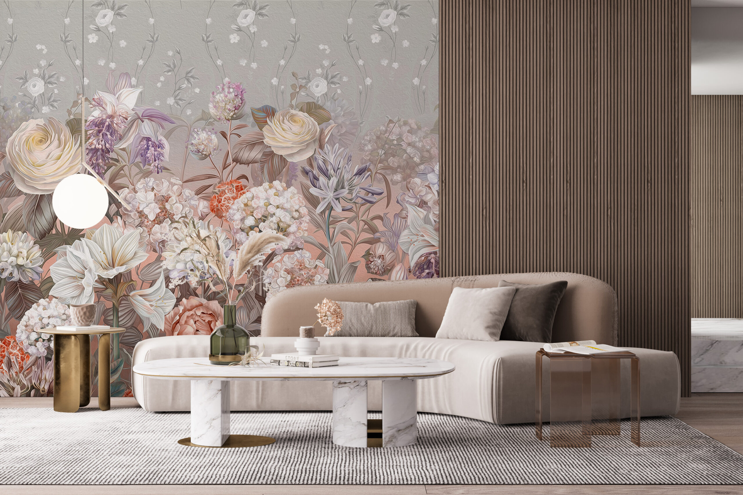 Wandgemälde Garten voller Blumen