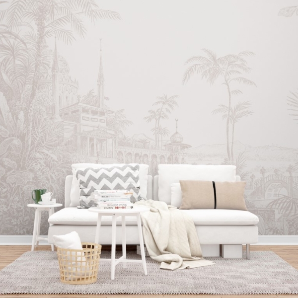 Wandgemälde Palast zwischen den Bäumen