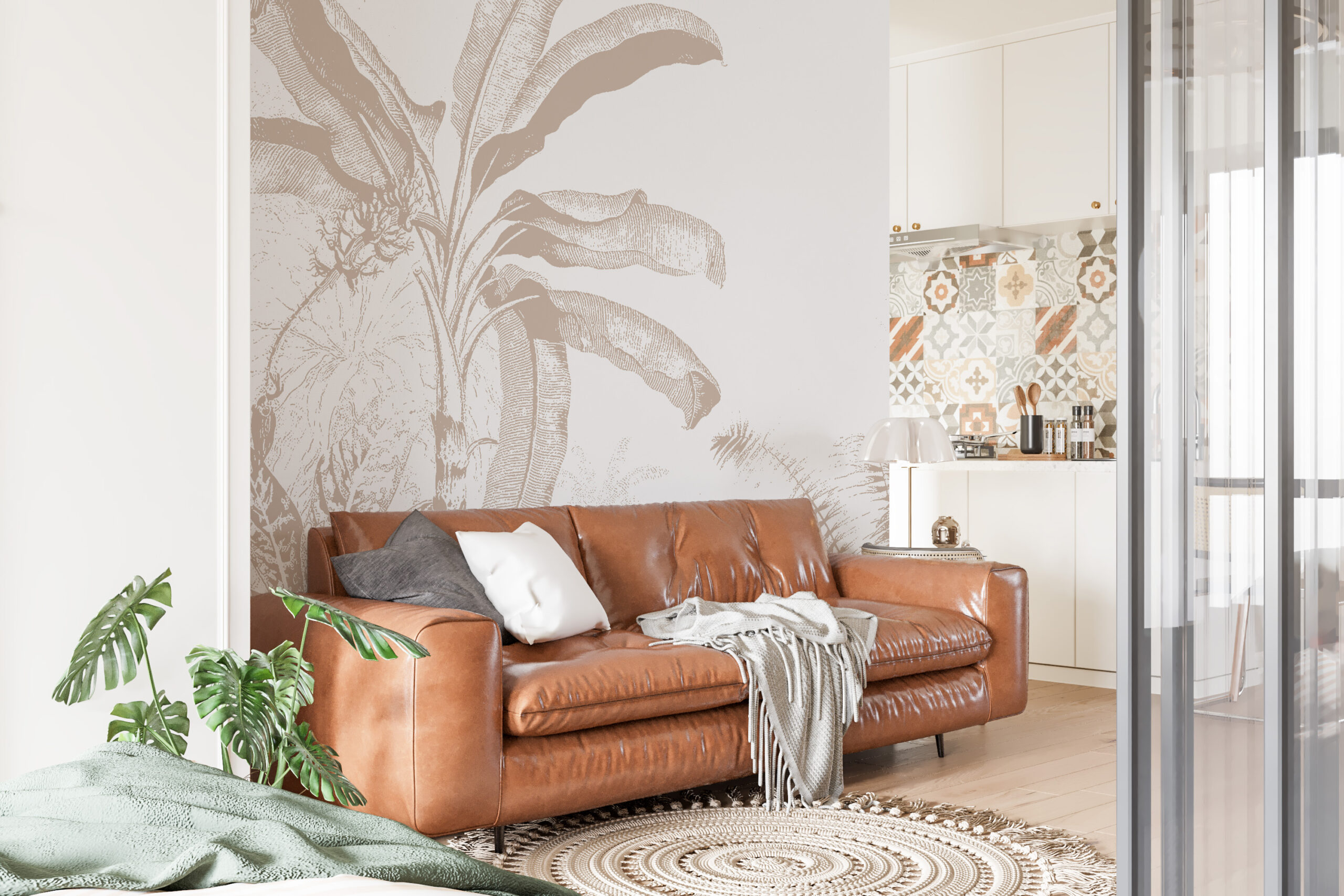 Fototapete Palme auf weißem Hintergrund