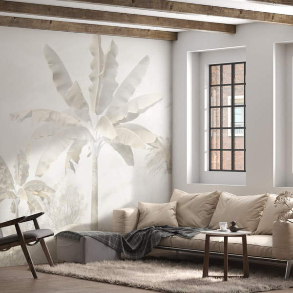 Fototapete mit einer Palme in Weiß