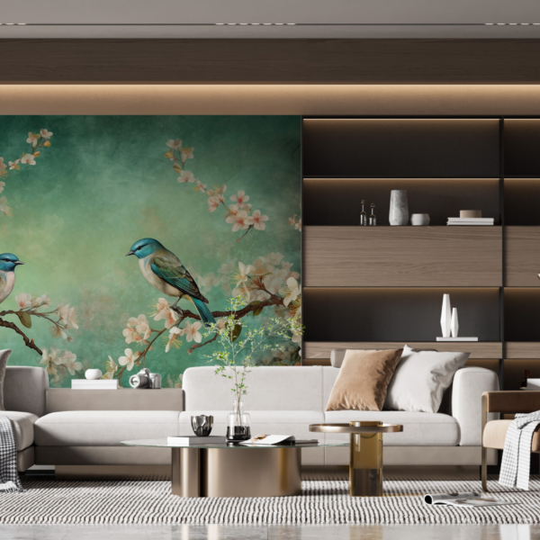 Fototapete mit einem Paar blauer Vögel