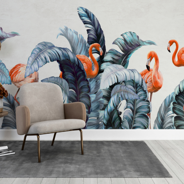 Fototapete mit Pelikanen im Laub