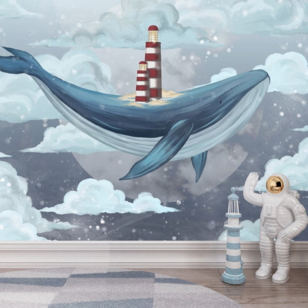 Sky Whale Wandbild für Baby
