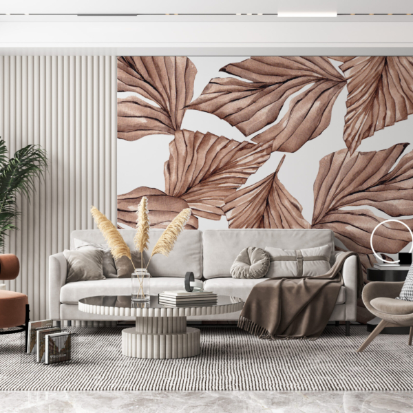 Wandbild Wand aus braunen Blättern