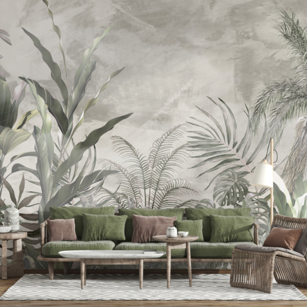 Wandgemälde mit exotischen Pflanzen