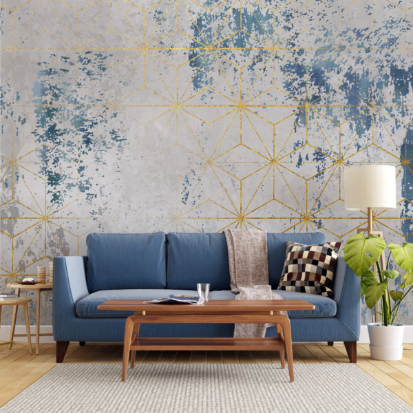 Wandmalerei aus goldenen Dreiecken