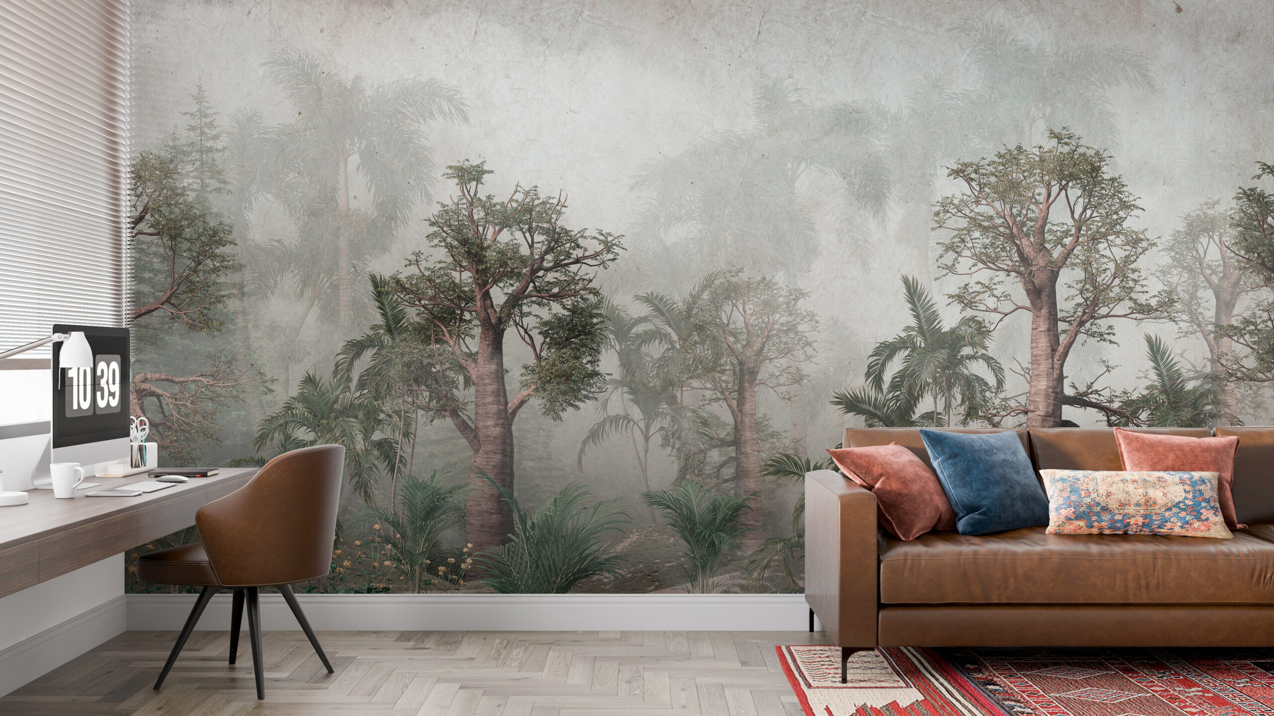 Väggmålning Sequoias i dimman