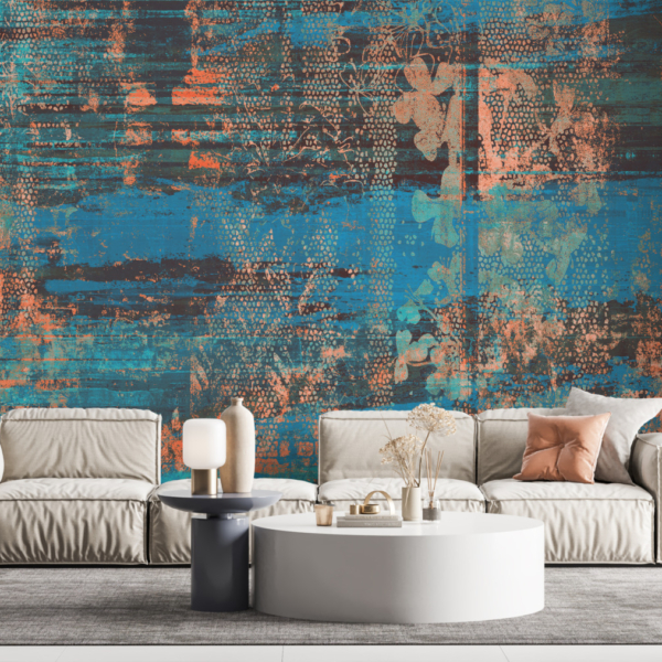 Mauerspuren auf Blau