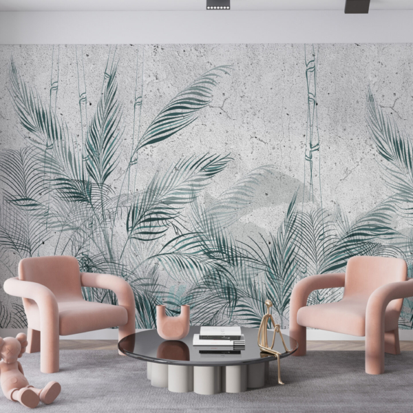 Tapete Slender Leaves in Blau