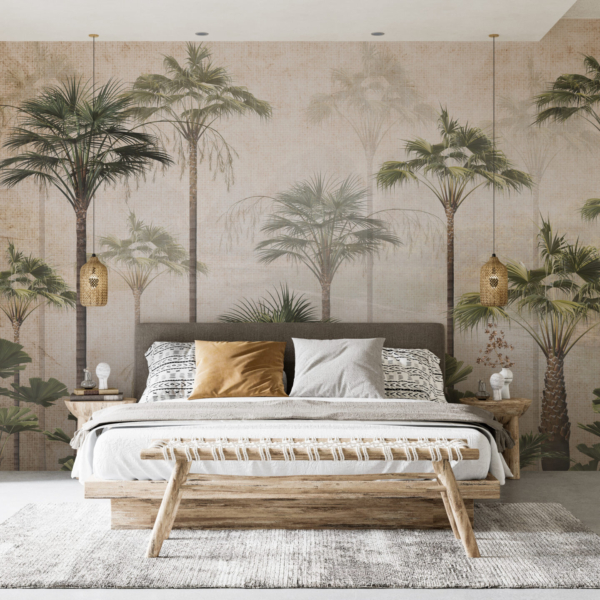 Fototapete Slender Palm Trees in the Mist