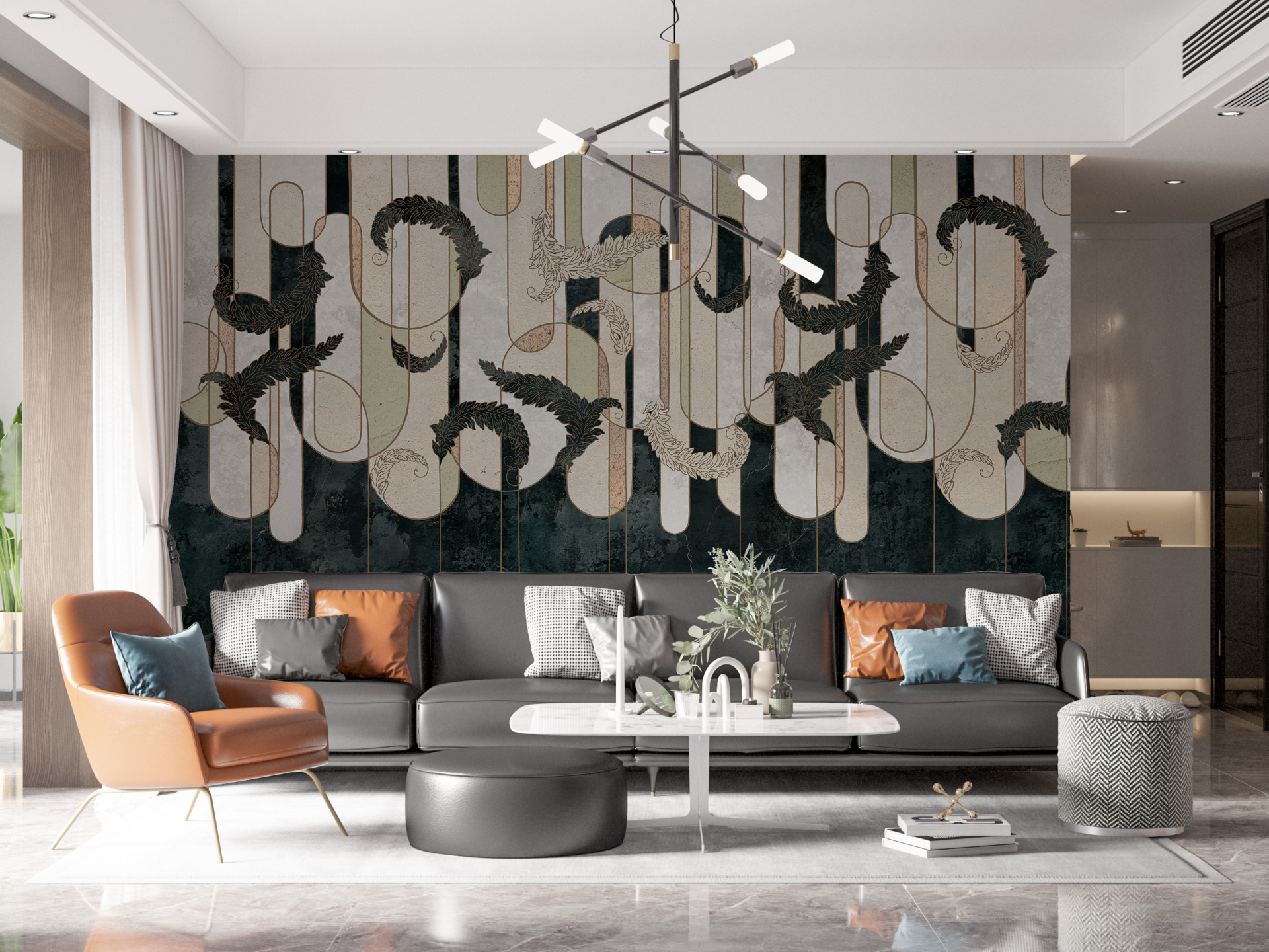 Fototapet Flödande nerför väggen