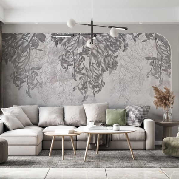 Fototapete Grau Efeu