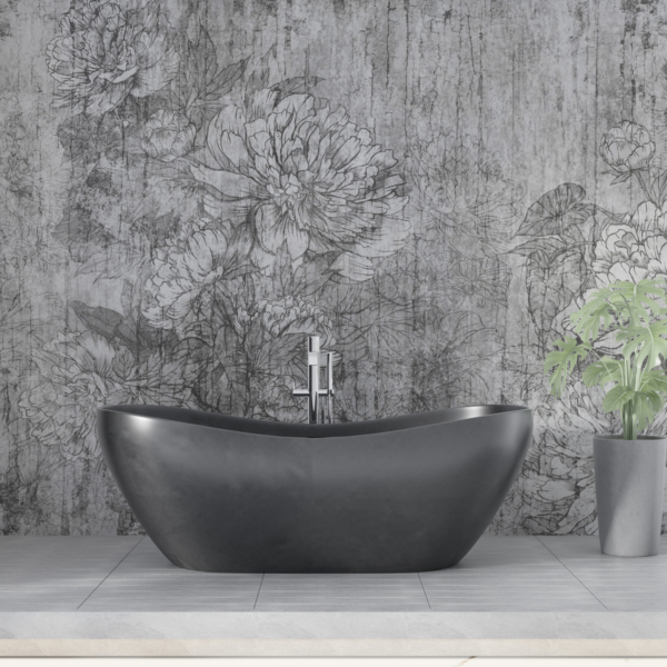 Fototapete Graue Blume an einer Wand