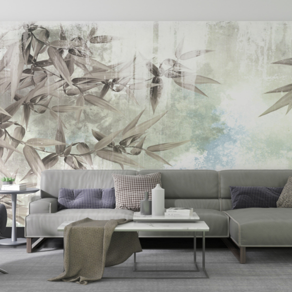 Fototapete Grau Pflanzenmotiv