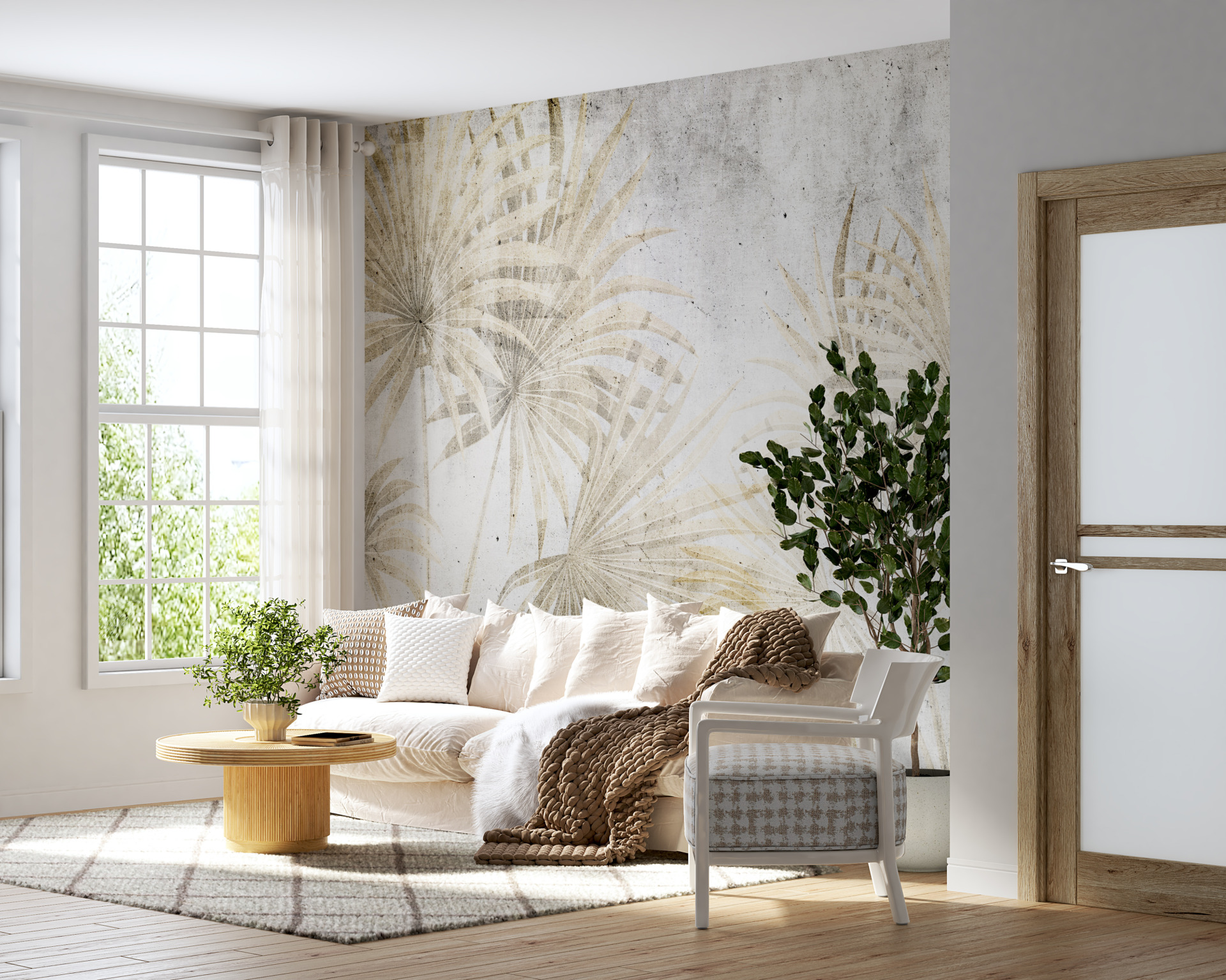 Fototapete In einem Fächer aus Blättern