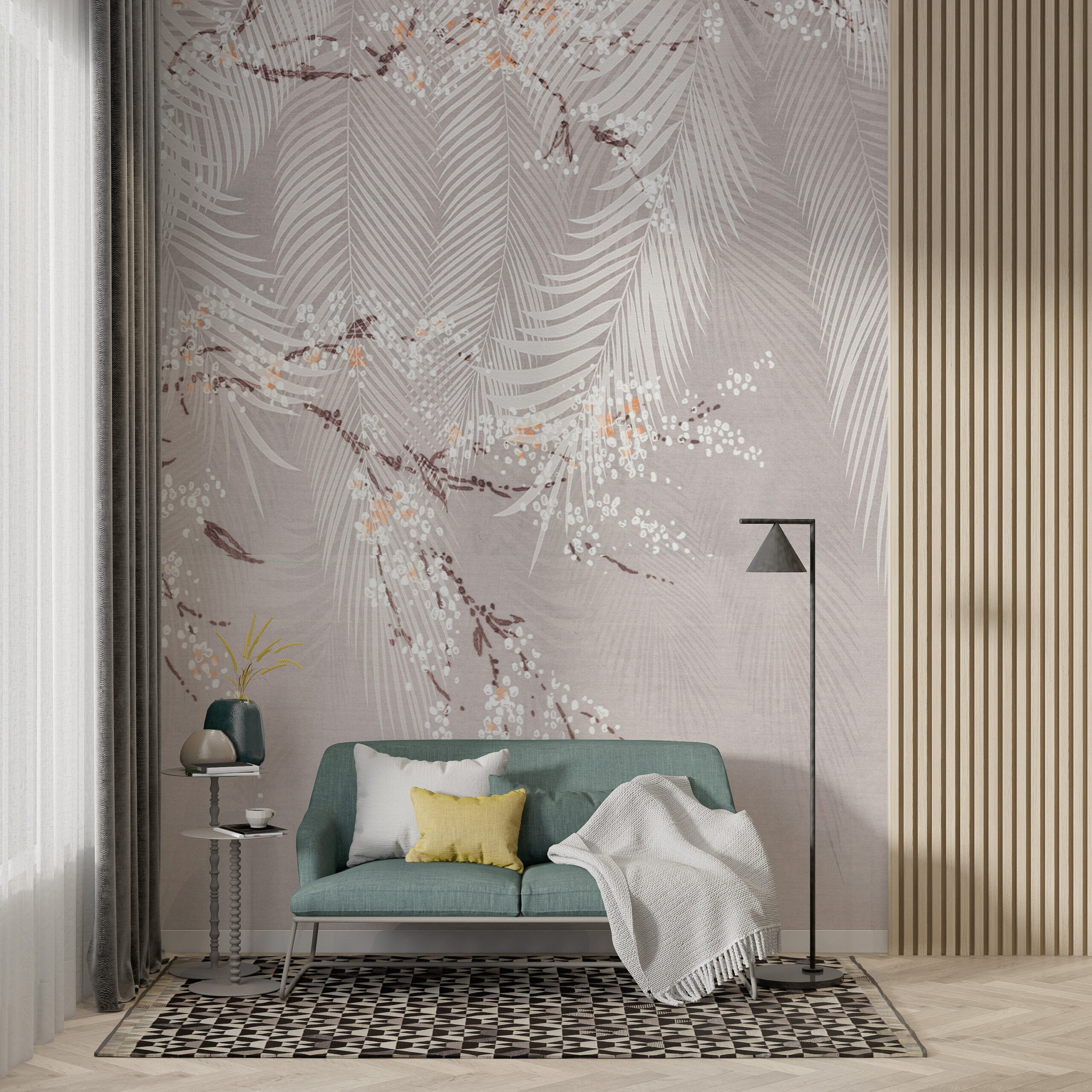 Väggmålning Vår i grått