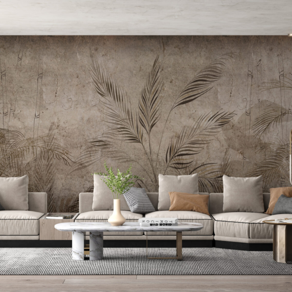 Fototapet Mjuka löv på en mörk bakgrund